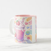 Strawberry Dreams Milkshake Zweifarbige Tasse (Vorderseite Links)