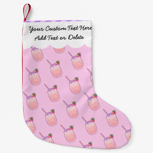 Strawberry Drink Niedlich Kawaii Pixel Girly Paste Kleiner Weihnachtsstrumpf (Vorderseite)
