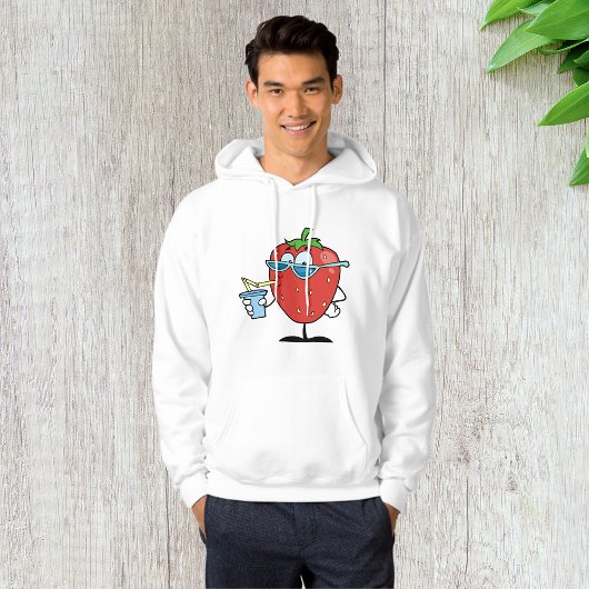 Strawberry Drinking Mens Hoodie