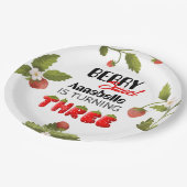 Strawberry Dritter Geburtstag Pappteller (Schrägansicht)