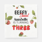 Strawberry Dritter Geburtstag Serviette (Vorderseite)