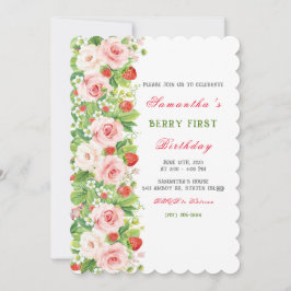 Strawberry Einladung zum ersten Geburtstag