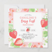 Strawberry Einladung zum ersten Geburtstag (Vorderseite)
