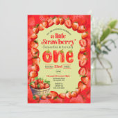 Strawberry Einladung zum ersten Geburtstag (Stehend Vorderseite)