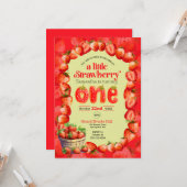Strawberry Einladung zum ersten Geburtstag (Vorderseite/Rückseite Beispiel)
