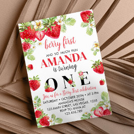Strawberry Einladung zum ersten Geburtstag