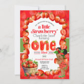 Strawberry Einladung zum ersten Geburtstag (Vorderseite)
