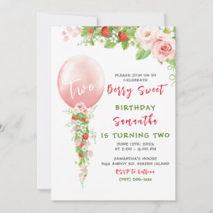 Strawberry Einladung zum ersten Geburtstag