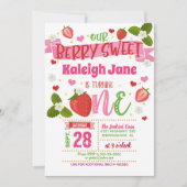 Strawberry Einladung zum ersten Geburtstag - EINS (Vorderseite)