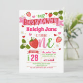 Strawberry Einladung zum ersten Geburtstag - EINS (Stehend Vorderseite)