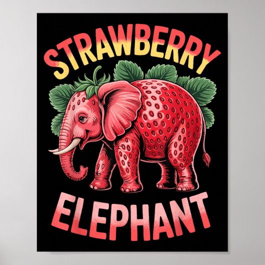 Strawberry Elephant Cute Meme Kids Italian Brainro Poster (Vorne)