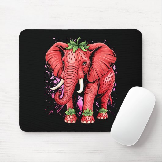 Strawberry Elephant Italian Brain Rot Meme Birthda Mousepad (Mit Mouse)