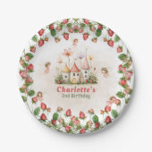 Strawberry enchanted fairy garden birthday pappteller (Vorderseite)