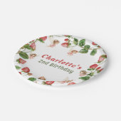 Strawberry enchanted fairy garden birthday pappteller (Schrägansicht)