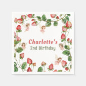 Strawberry enchanted fairy garden birthday serviette (Vorderseite)