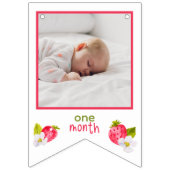 Strawberry Erster Geburtstag 12 Monate Foto Wimpelkette (Zweite Fahne)