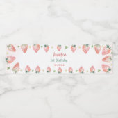 Strawberry Erster Geburtstag 1. Wasserflaschenetikett (Einzelnes Label)