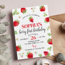 Strawberry Erster Geburtstag Einladung Berry Sweet