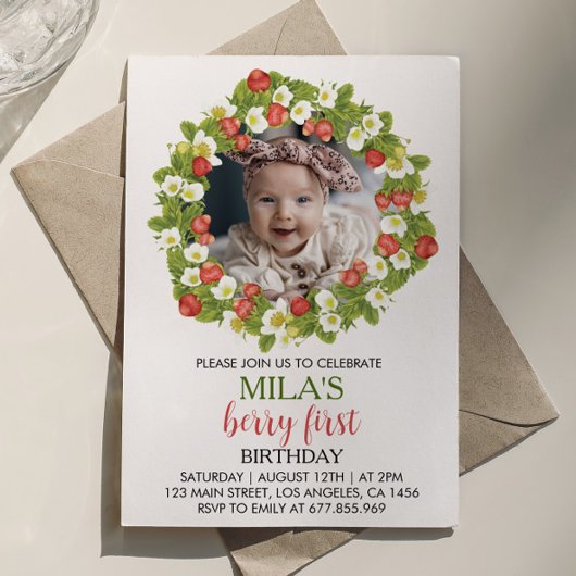 Strawberry Erster Geburtstag Einladung Berry Sweet