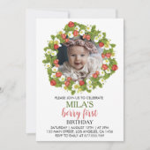 Strawberry Erster Geburtstag Einladung Berry Sweet (Vorderseite)