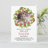 Strawberry Erster Geburtstag Einladung Berry Sweet (Stehend Vorderseite)