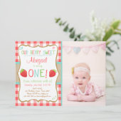 Strawberry Erster Geburtstag Einladung Sommer Part (Stehend Vorderseite)