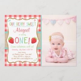 Strawberry Erster Geburtstag Einladung Sommer Part