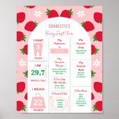 Strawberry Erster Geburtstag Meilenstein Süße Eins Poster (Vorne)