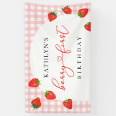Strawberry Erster Geburtstag Pink Berry 1. Banner (Vertikal)
