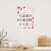 Strawberry Erster Geburtstag Pink Milestone 12 Fot Poster (Küche)