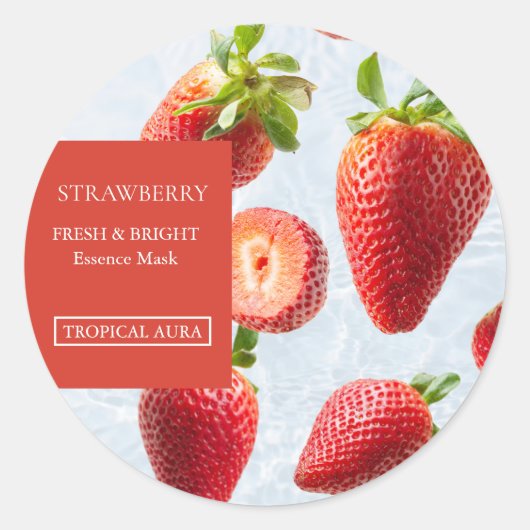 Strawberry Facial Mask Label Runder Aufkleber (Vorderseite)