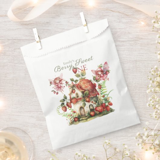Strawberry Fairy Berry Sweet Girls erster Geburtst Geschenktütchen (Ausgeschnitten)