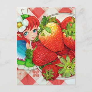 Strawberry Fairy Picnic Art Print Postkarte