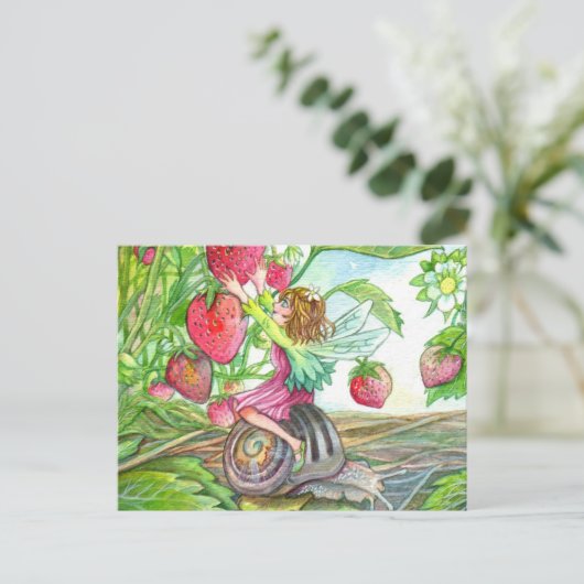 Strawberry Fairy Postkarte (Stehend Vorderseite)