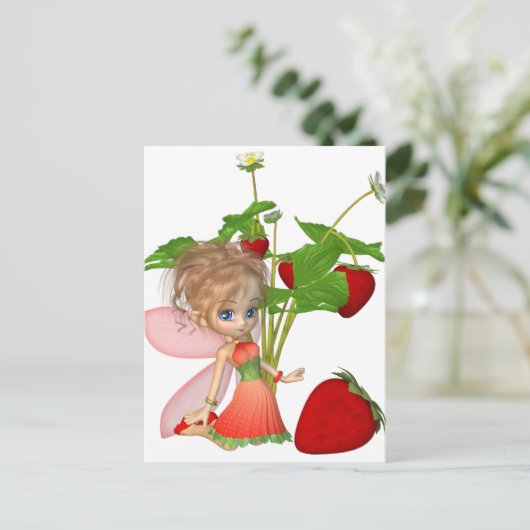Strawberry Fairy Postkarte (Stehend Vorderseite)