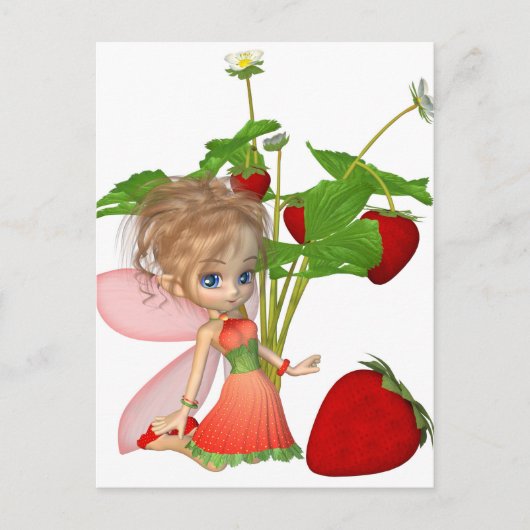 Strawberry Fairy Postkarte (Vorderseite)