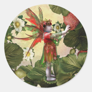 Strawberry Fairy Runder Aufkleber