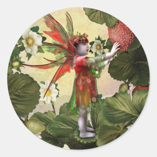 Strawberry Fairy Runder Aufkleber (Vorderseite)