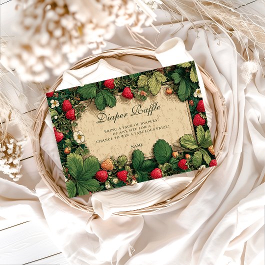 Strawberry Fairytale Baby Shower Diapper Raffle  Begleitkarte