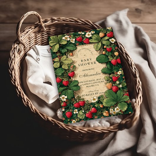 Strawberry Fairytale Baby Shower Einladung