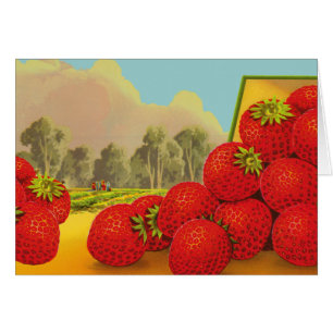 Strawberry Farm Vintag Fruchtkorb Art Blank Card
