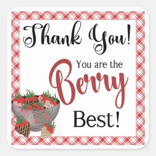 Strawberry Favor label, Schokolade Erdbeere Quadratischer Aufkleber (Vorderseite)