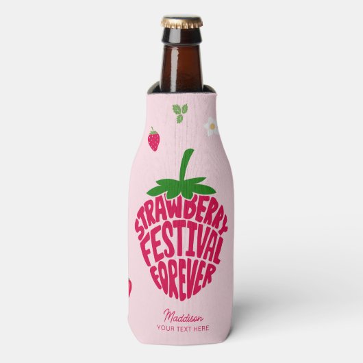 Strawberry Festival für immer Niedlich anpassbar Flaschenkühler (Flaschenvorderseite)