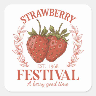 Strawberry Festival Quadratischer Aufkleber