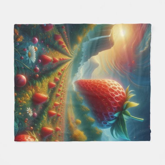 Strawberry Field of Dreams Fleecedecke (Vorderseite (Horizontal))