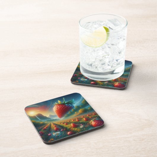 Strawberry Field of Dreams Getränkeuntersetzer (Rechte Seite)