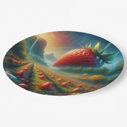 Strawberry Field of Dreams Pappteller (Schrägansicht)