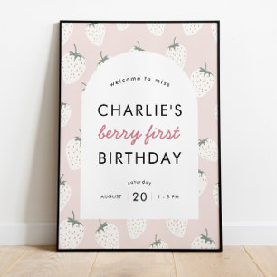 Strawberry Fields Berry First Birthday   Begrüßung Poster