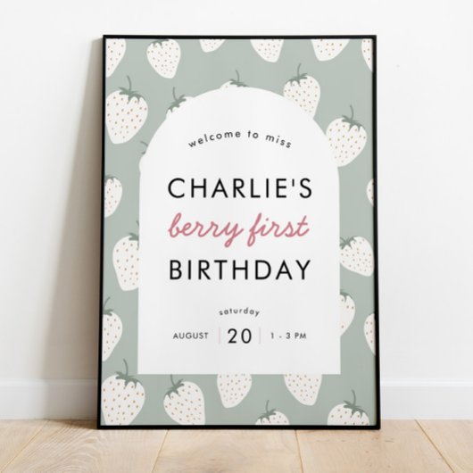 Strawberry Fields Berry First Birthday | Begrüßung Poster