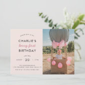 Strawberry Fields Berry First Birthday | FOTO Einladung (Stehend Vorderseite)